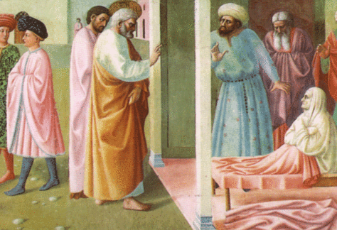 Cappella_brancacci,_Guarigione_dello_storpio_e_resurrezione_di_Tabita_(restaurato),_Masolino