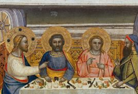 Cena in casa del fariseo, dipinto della scuola di Giovanni da Milano (secolo XIV). Vaticano, Pinacoteca
